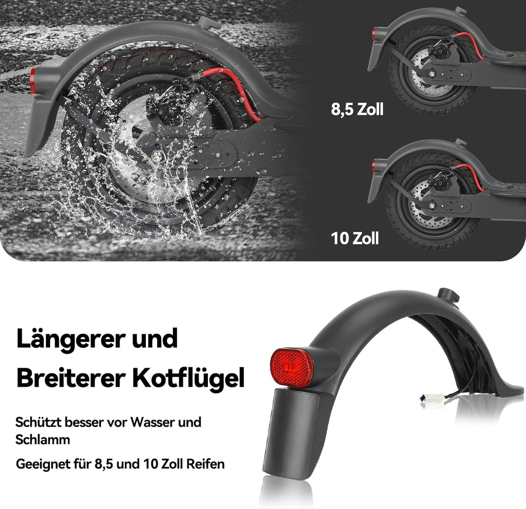 Satgoo E Scooter Schutzblech Hinten für Xiaomi Scooter, Metallhalterung, Integriertes Nummernschild
