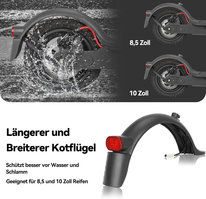 Satgoo E Scooter Schutzblech Hinten für Xiaomi Scooter, Metallhalterung, Integriertes Nummernschild