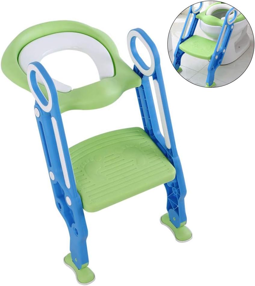 Toilettensitz für Kinder mit Treppe, Toilettentrainer, Töpfchentrainer für 1-7 Jährige, Rutschfest,