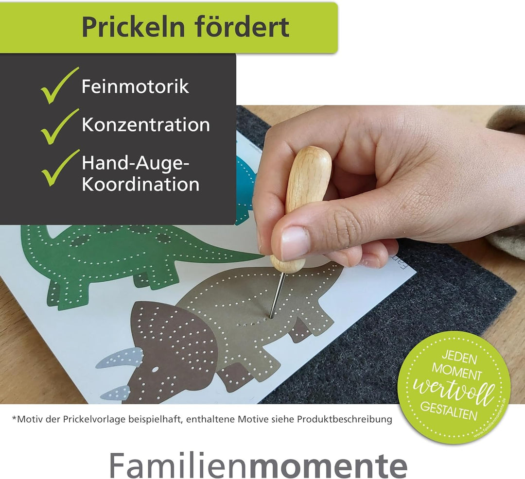 Familienmomente Maxi-Bastelset Käfer &amp; Biene 10 Prickelvorlagen (je 2x Käfer, Biene, Vögel, Blumen O