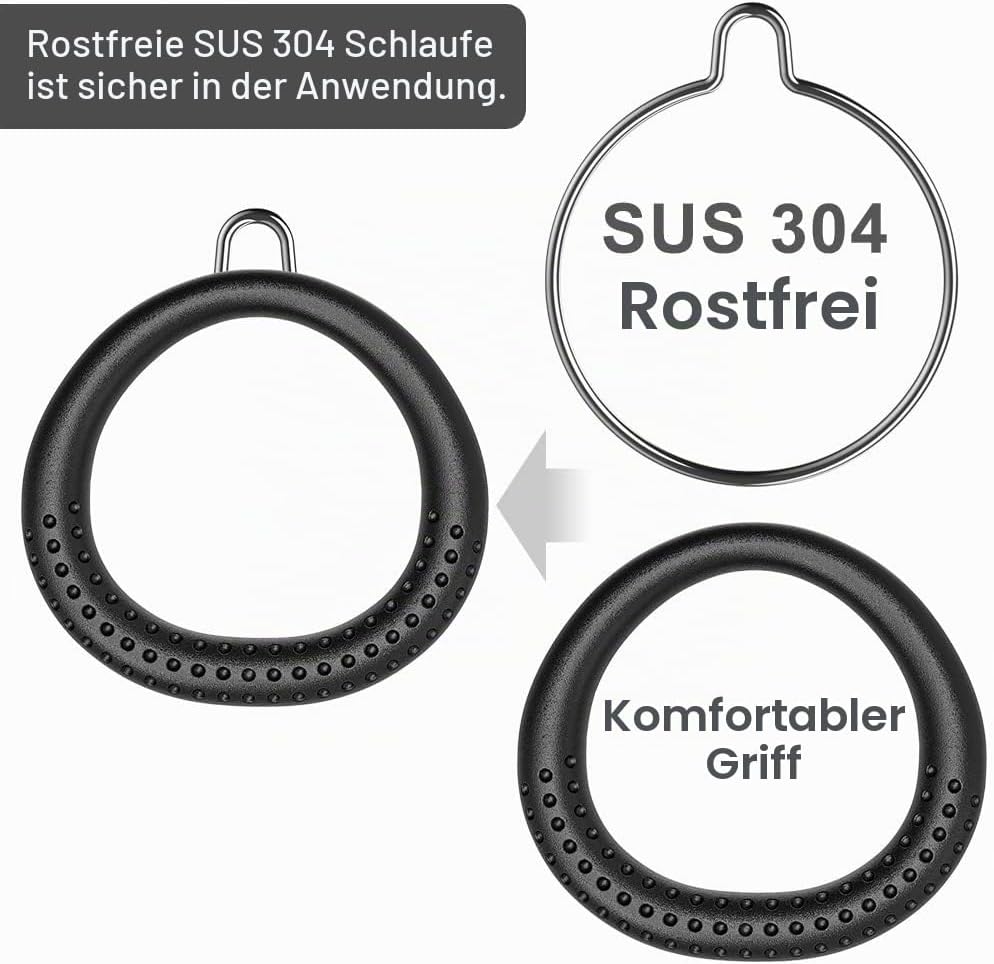 Dolibest 2PCS Round Trapeze Swing Bar Rings with Carabiners, Swingset Accessories Outdoor for Ninja