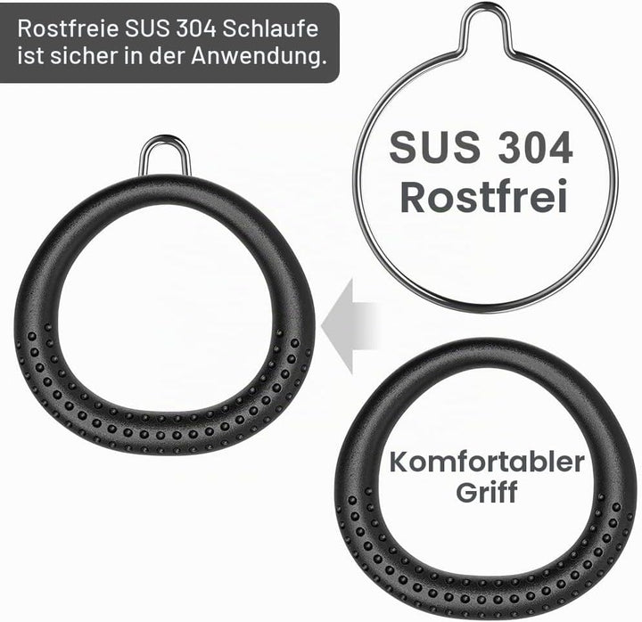 Dolibest 2PCS Round Trapeze Swing Bar Rings with Carabiners, Swingset Accessories Outdoor for Ninja