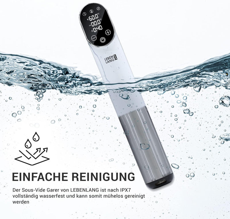 LEBENLANG 1200W Sous Vide Stick - Mit App-Steuerung I Edelstahl Su Vide Garen mit Timer für Fleisch