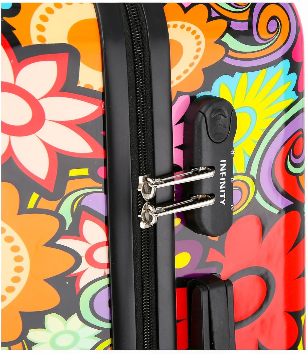 Infinity Leather Hartschalen-Koffer 4 Rädern Set Blume Drucken Gepäck Leichtgewicht Kabine Reisetasc