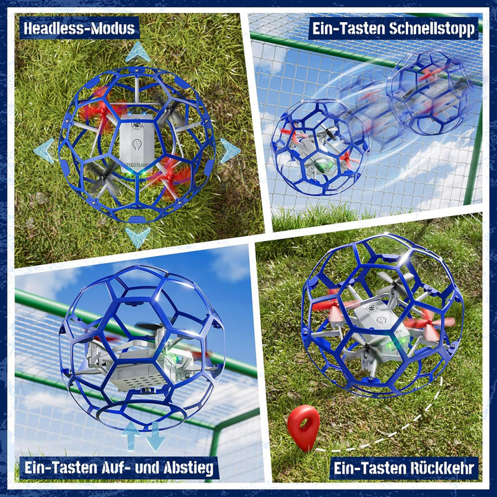 Ferngesteuerte Drohnen für Kinder 8–12 Jahre, 2,4 GHz RC-Flugspielzeug-Helikopterball mit Lichtern,