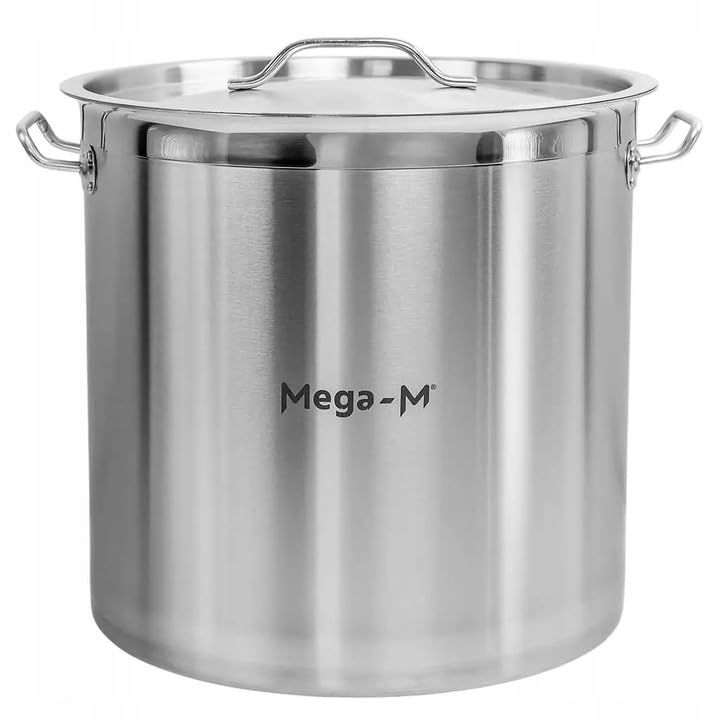 Mega-M Kochtopf GROSSE Induktion aus Edelstahl AISI 443 mit DECKEL PRO Küche Keramik, Elektro, Gas,