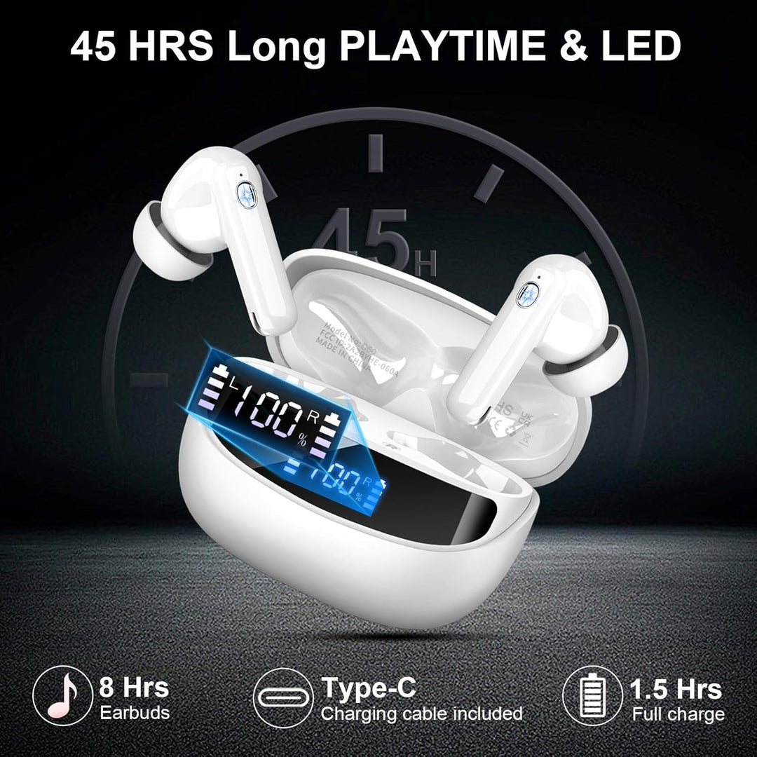 Nerunsa Bluetooth Kopfhörer, 2026 50 Std Spielzeit In Ear Kopfhörer mit ENC Noise Cancelling Mics, K