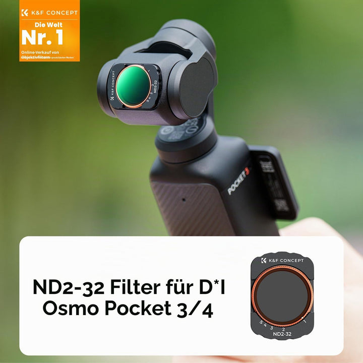 K&F Concept OSMO Pocket 3 ND Filter, Magnetischer Variabler ND Filter ND2-ND32, 1-5 Blendenstufen Gr