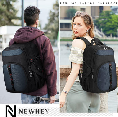 NEWHEY Laptop Rucksack 17 Zoll mit Kabeltasche Rucksack Herren Arbeit Wasserdicht Gross Schulrucksac