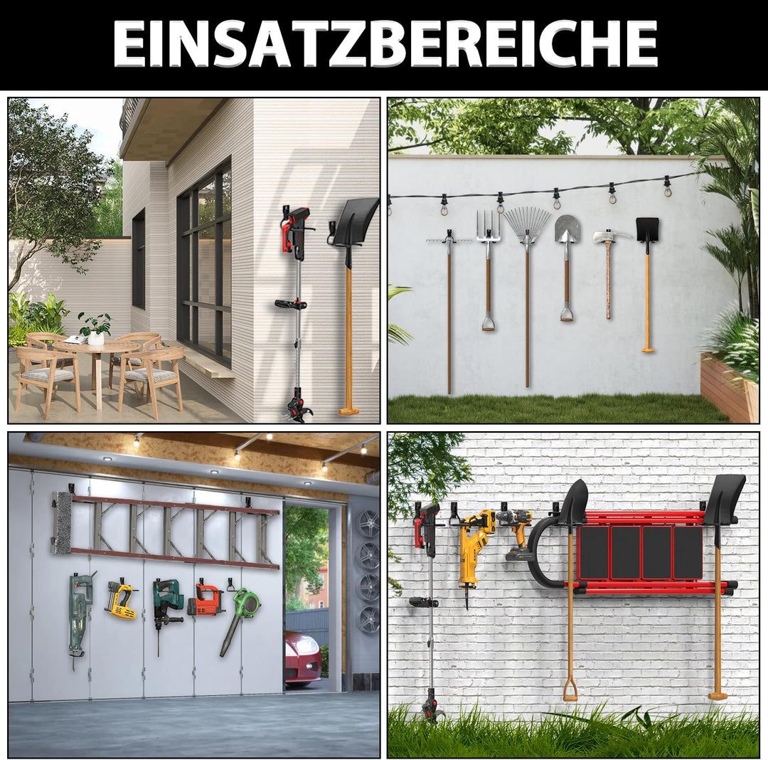 3-H 6 Stück Wandhaken Garage Wandhalterung Motorsense Halterung Wand, Rasentrimmer Aufhänger Schwerl