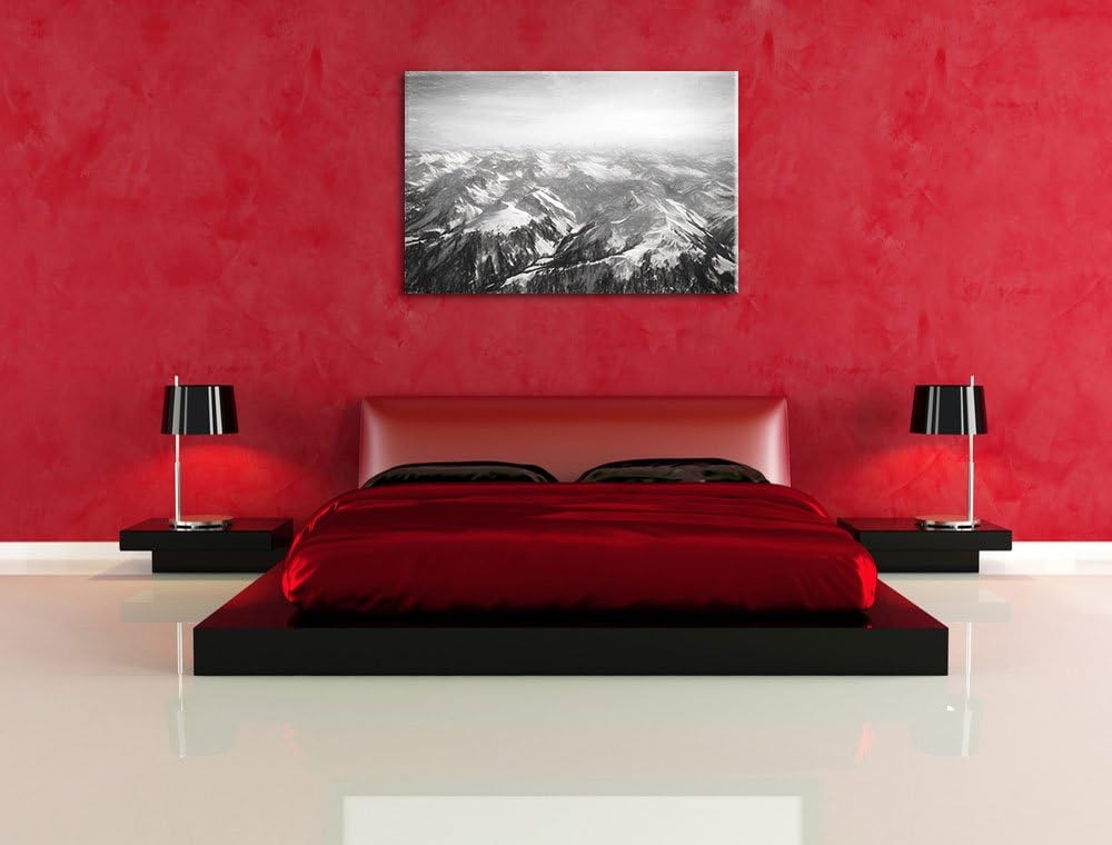 Alpen Kohle Effekt, Format: 100x70 auf Leinwand, XXL riesige Bilder fertig gerahmt mit Keilrahmen, K