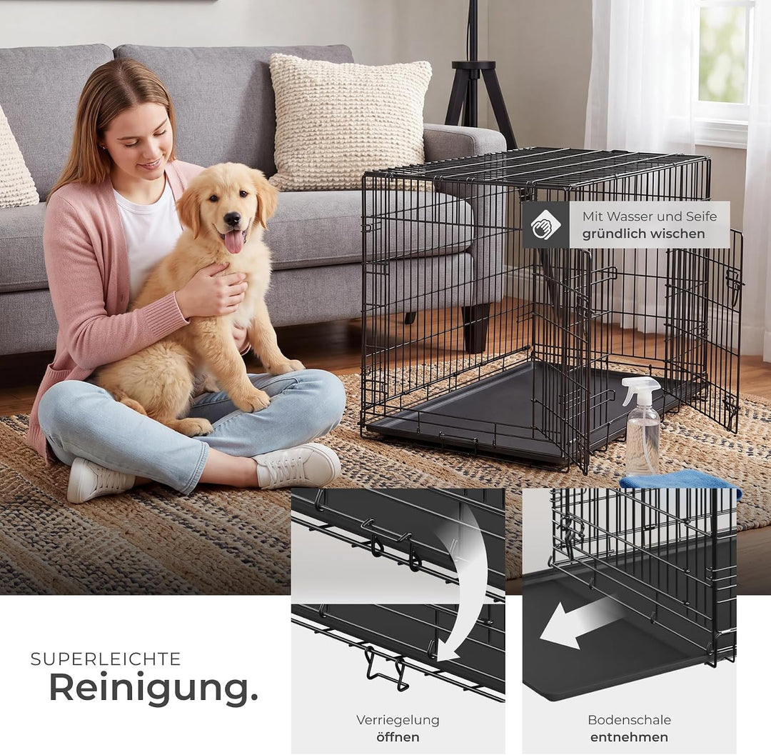 tectake® Hundekäfig, Hundegitter Box, Dog Kennel, Hundebox faltbar, Transportbox stabil, für Hunde u