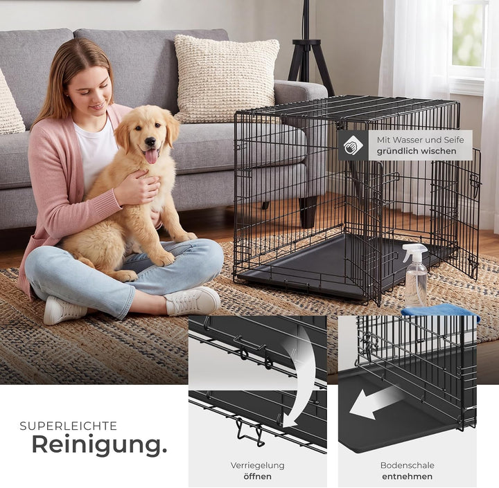 tectake® Hundekäfig, Hundegitter Box, Dog Kennel, Hundebox faltbar, Transportbox stabil, für Hunde u