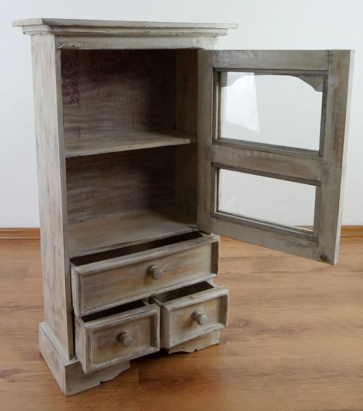 Balinesische Vitrine mit DREI Schubladen, Küchen- Esszimmerschrank, Landhausstil, aus Bali (Handarbe