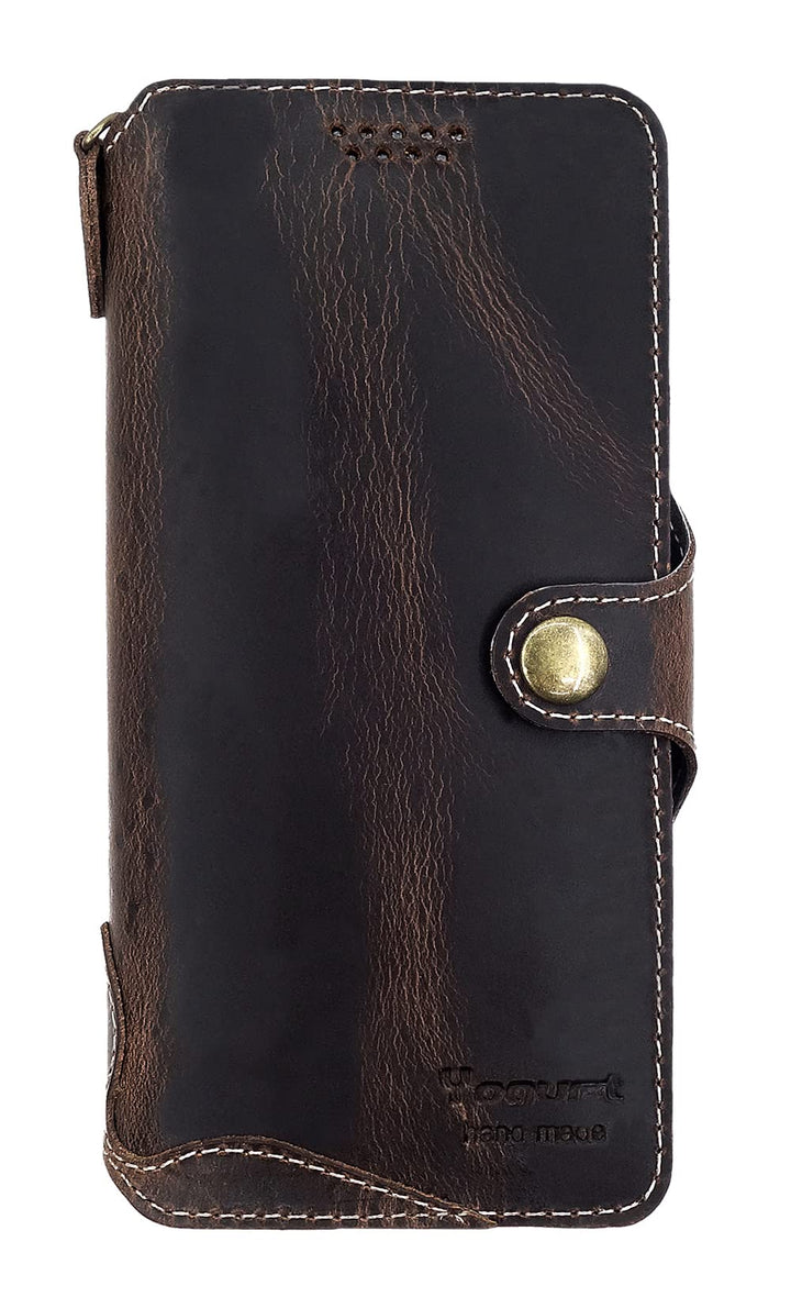 Yogurt Handyhülle für Samsung Galaxy S21 FE 5G, Hülle Echtleder Case Ledertasche Lederhülle für Sams