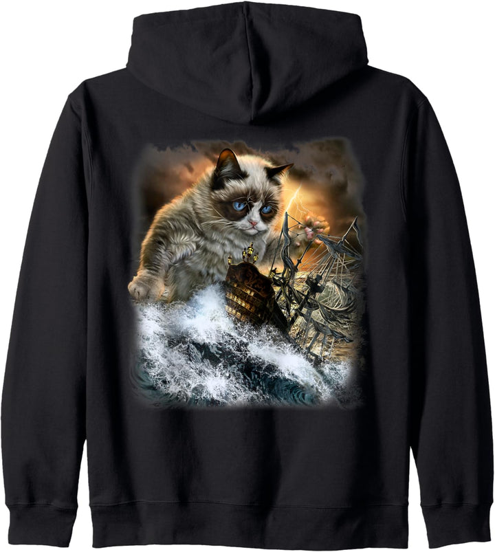 Monster Katze Hinterhalt Galeone Segelschiff Kapuzenjacke