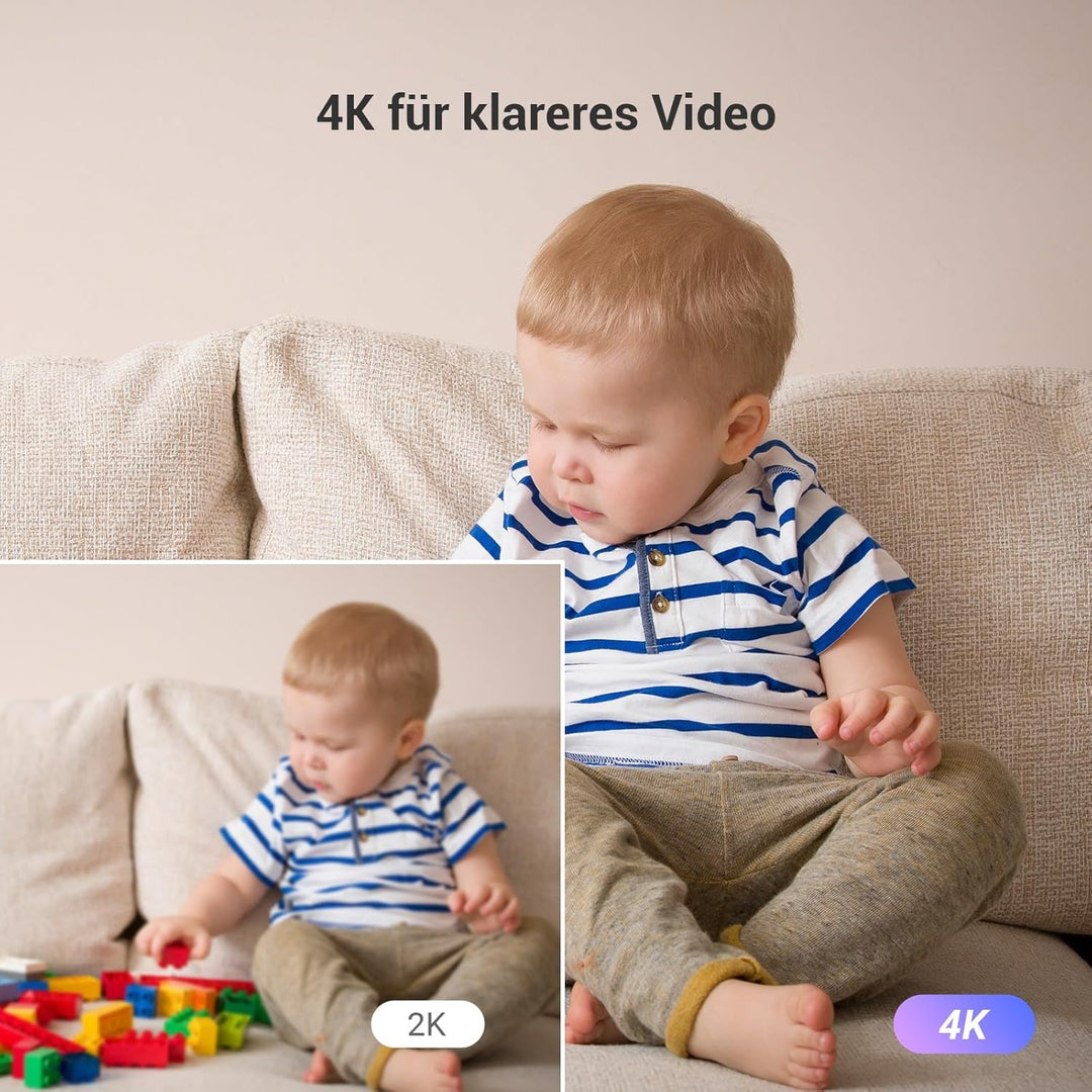 EZVIZ 4K Überwachungskamera innen, WLAN Kamera mit Personen-/Haustier-/Geräuscherkennung, automatisc