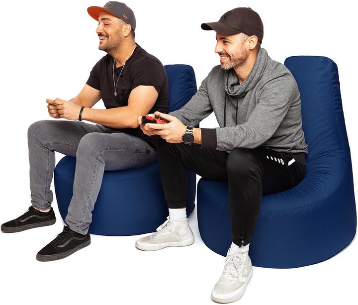 PATCH HOME Gamer Sessel inkl. Würfel Bean Bag Set Ø75cm, 30cm Sitzhöhe, 80cm Höhe + 35x35cm Würfel M