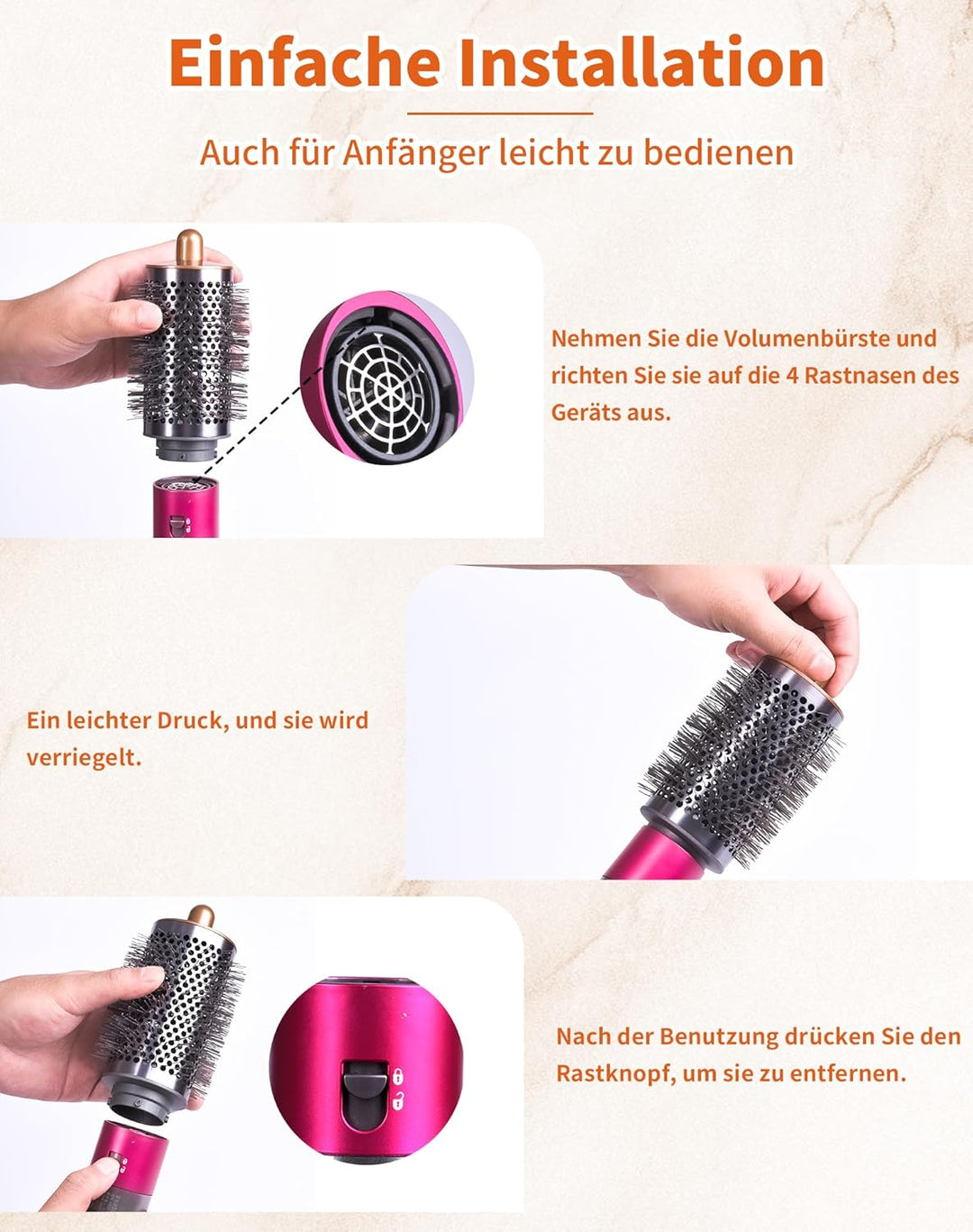 Verbesserte grosse, runde Volumenbürste für Dyson für Airwrap Aufsätze HS01 HS05, Volumenaufsatzbürs