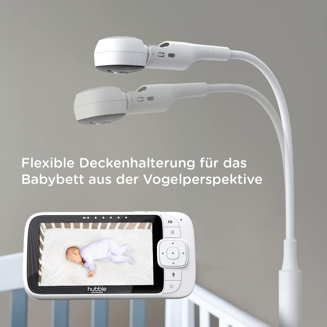 Hubble Connected Nursery Pal SkyView Baby Monitor with Camera, 5 Inch Screen, Cot Mount, 7 Colour Ni