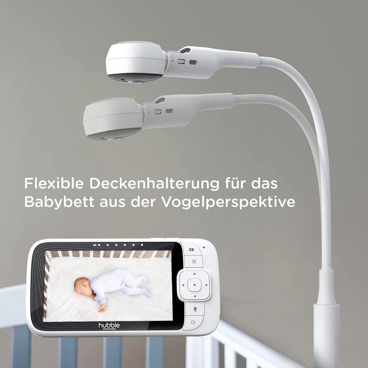 Hubble Connected Nursery Pal SkyView Baby Monitor with Camera, 5 Inch Screen, Cot Mount, 7 Colour Ni