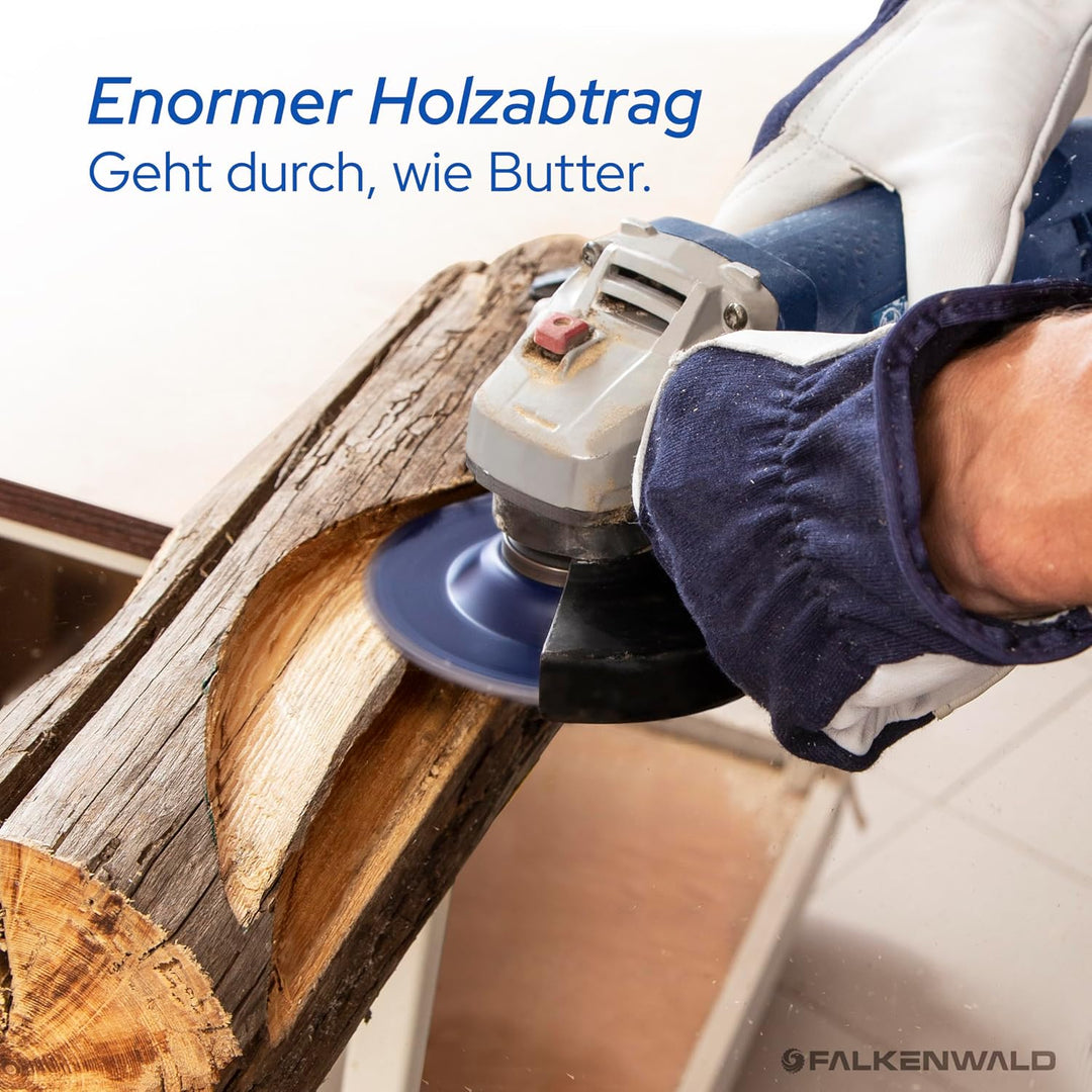 FALKENWALD Raspelscheibe 125 Cut &amp; Rasp - Flexscheibe für Holz 125mm, Frässcheibe für Winkelschleife