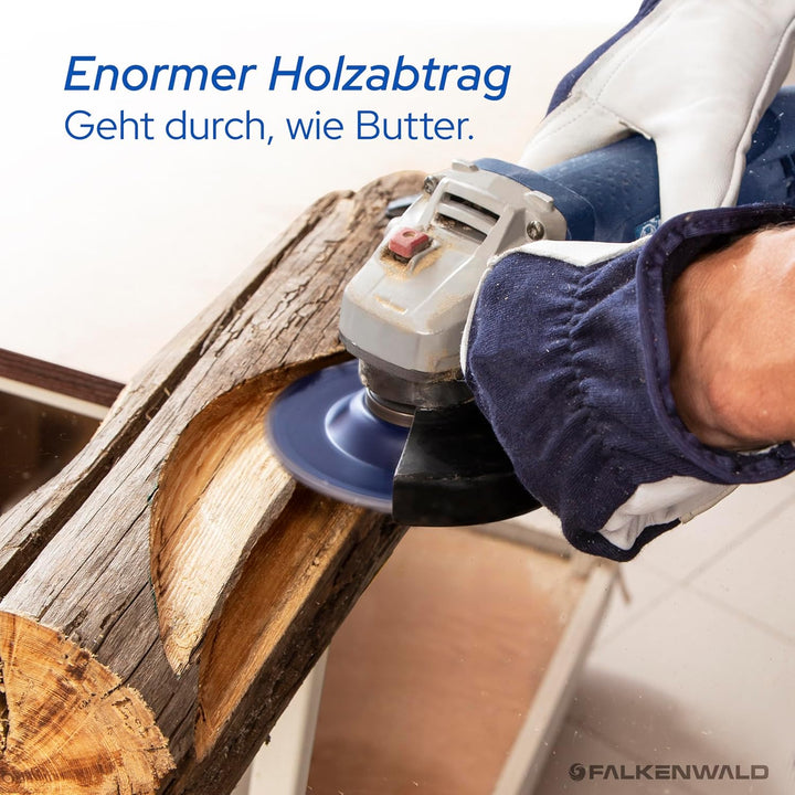 FALKENWALD Raspelscheibe 125 Cut &amp; Rasp - Flexscheibe für Holz 125mm, Frässcheibe für Winkelschleife