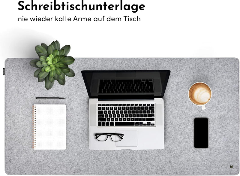 FORMGUT Schreibtischunterlage Filz, Laptop Unterlage, Desk Mat (80x40 cm - Hellgrau) - Mauspad XXL,