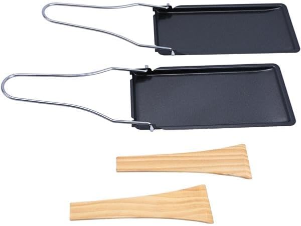 Praktisches 6er-Set Grillpfännchen für Raclette &amp; BBQ, mit klappbarem Griff &amp; Holzspatel, antihaftbe