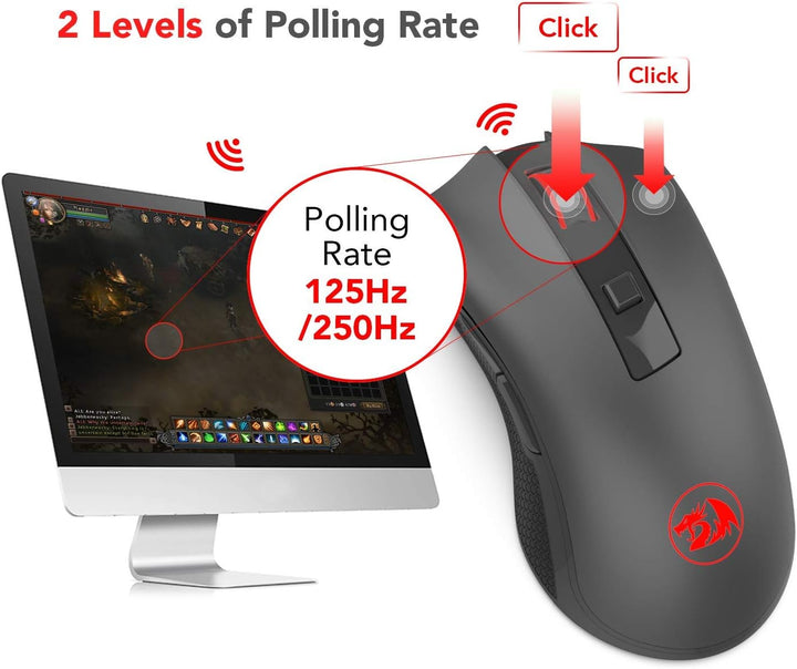 Redragon M652 Optische 2.4G Wireless Maus mit USB-Empfänger, tragbare Gaming & Office Mäuse, 5 einst