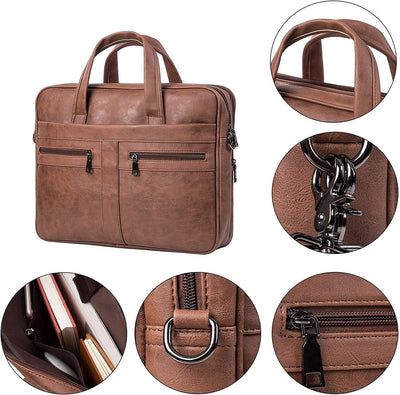 seyfocnia Laptoptasche aus Leder für Herren, 15,6 Zoll 17,3 Zoll Messenger, Aktentasche, Business-Ta