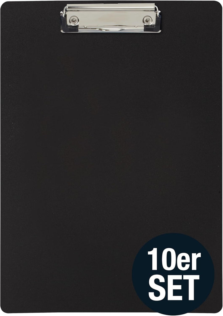 Klemmbrett für DIN A4 Unterlagen, schwarz (10er Set) _ 10er Set, _ 10er Set