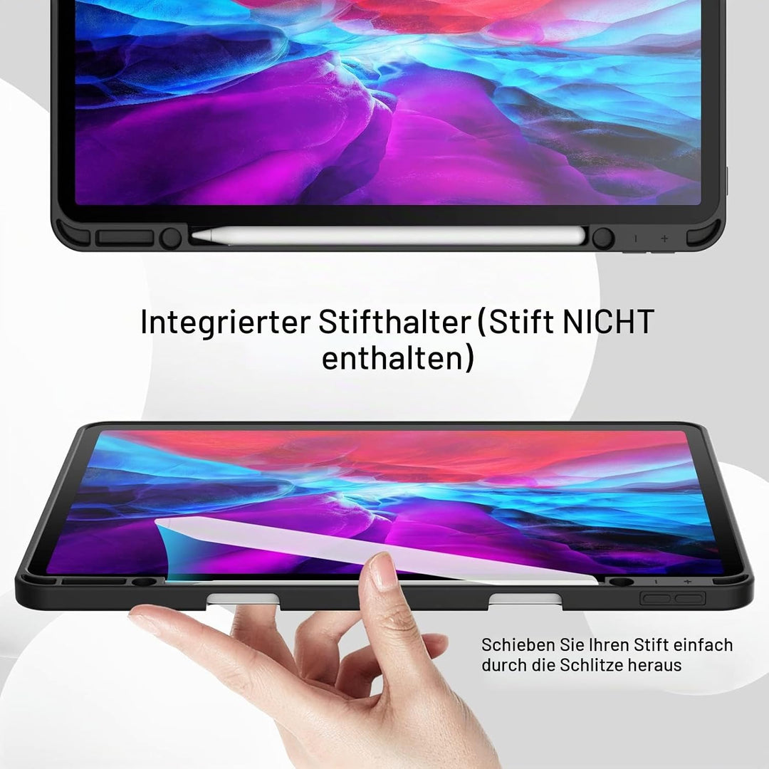 JETech Hülle für iPad Pro 12,9 Zoll (Modell 2020/2018, 4./3. Generation) mit Stifthalter, Pencil Auf