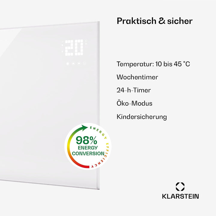 Klarstein Infrarotheizung mit Thermostat, 980W Elektroheizung, Smart Home Bild-Infrarotheizung zur W