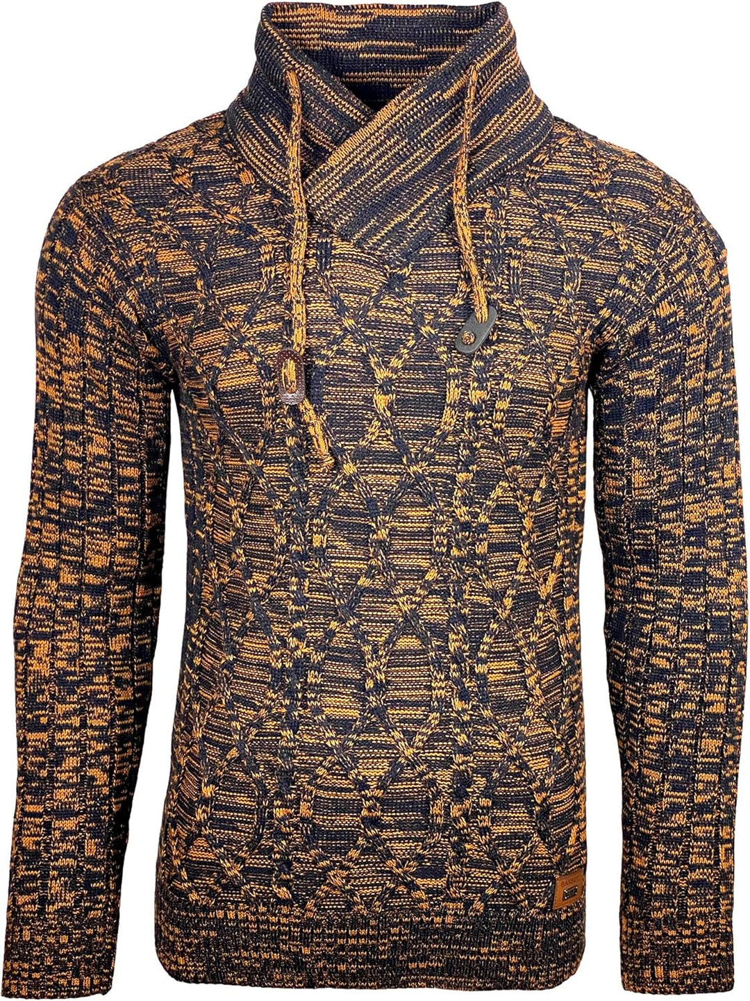 Baxboy Herren Grobstrick Pullover Strickpullover Stehkragen Winter-Freizeit-Jacke Muster Design Meli
