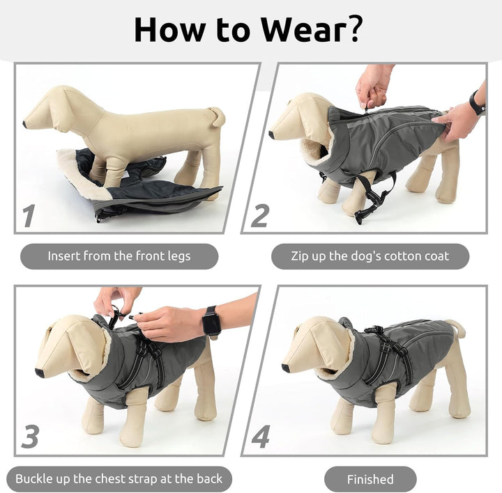Hundemantel Hundejacke Warm Wintermantel mit Reissverschluss Winddichte & Winddichte mit Reflektorst