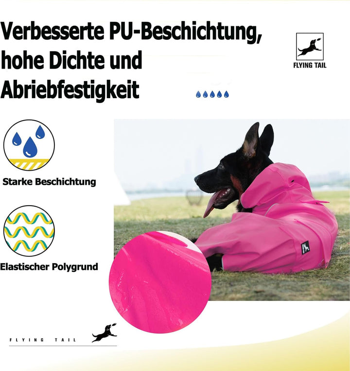 Hunde-Regenmantel, nicht steif, superweich, reflektierend, verstellbar, leicht zu tragen, Loch für d