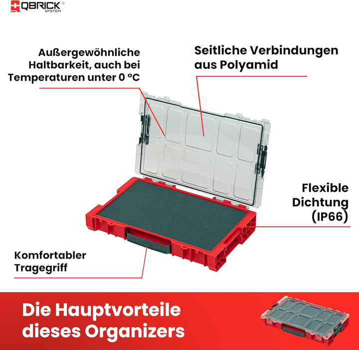 Qbrick System Pro Organizer 100 Mfi Red Ultra HD Sortimentskasten Sortierkasten Schraubenbox Sortier