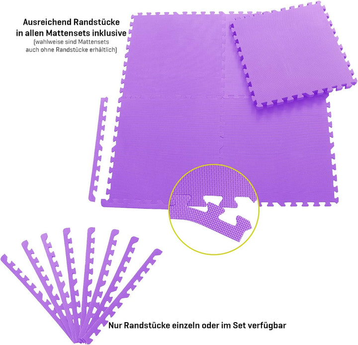Sporttrend 24® 6 Schutzmatten + 12 Randstücke Set Farbwahl 60x60x1cm | 2,16qm | Bodenschutzmatte Spo
