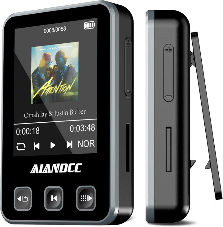 MP3 Player Bluetooth 5.3 mit Sport Clip und Sportarmband, mp3-player mit 1,77 Zoll TFT Farbbildschir