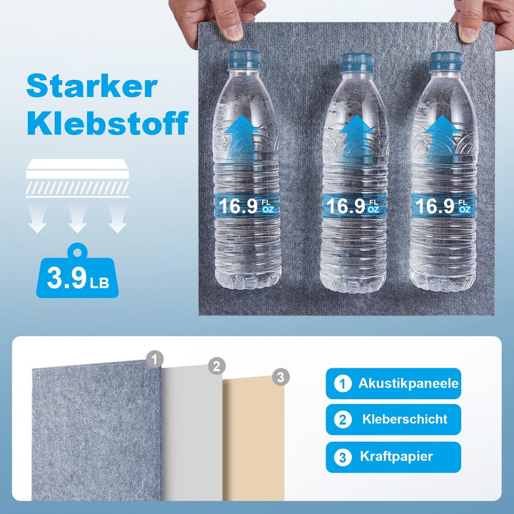 Akustikplatten selbstklebend 30x30cm |Akustikplatten| 12x Premium-schallschutz 9mm für Podcast-Aufna
