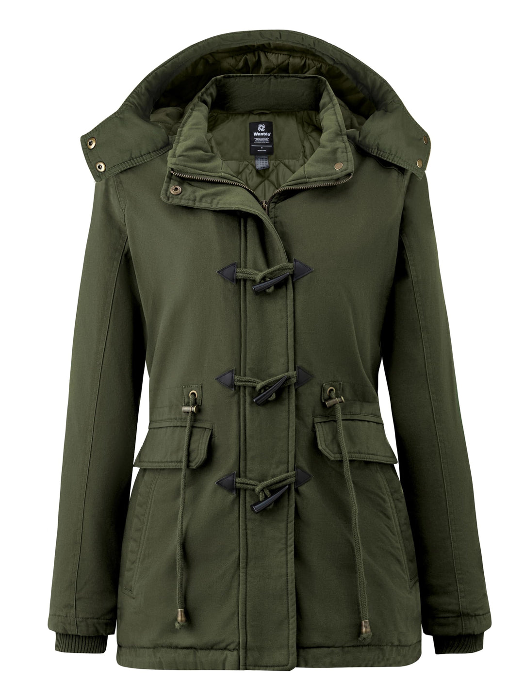 Wantdo Damen Winddichter Warmer Mantel Winter L?ssiger Fleecemantel Klassische Baumwoll Kapuze Jacke