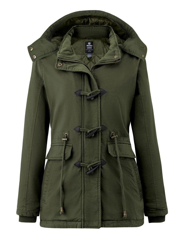 Wantdo Damen Winddichter Warmer Mantel Winter L?ssiger Fleecemantel Klassische Baumwoll Kapuze Jacke