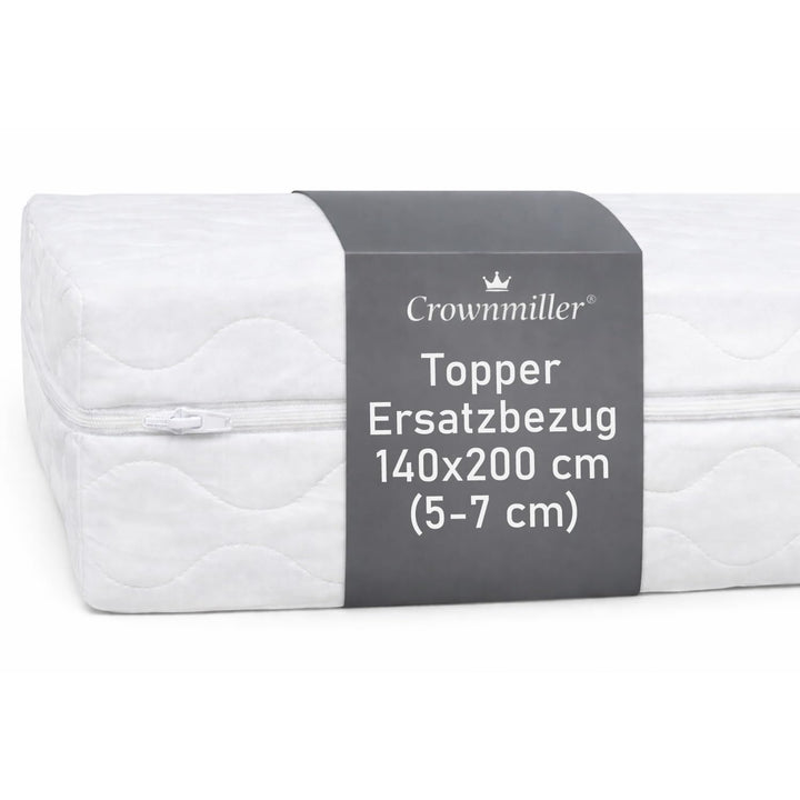 Crownmiller Topperbezug 140x200 cm für Topper Von 5-7cm, Microfaser, 60°C waschbar, 3-seitiger Reiss