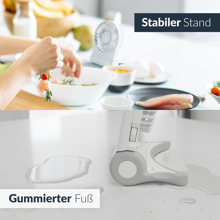 ARCTIC Summair 2Go (weiss) - Wiederaufladbarer Handventilator mit Standfuss | Stufenlos regelbar, 4-