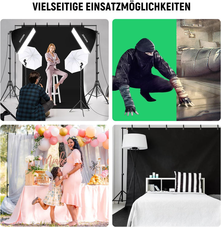 NEEWER Fotografie Beleuchtungsset mit Hintergrund, 8,5x10Fuss Hintergrundständer, 5700K 800W Äquival