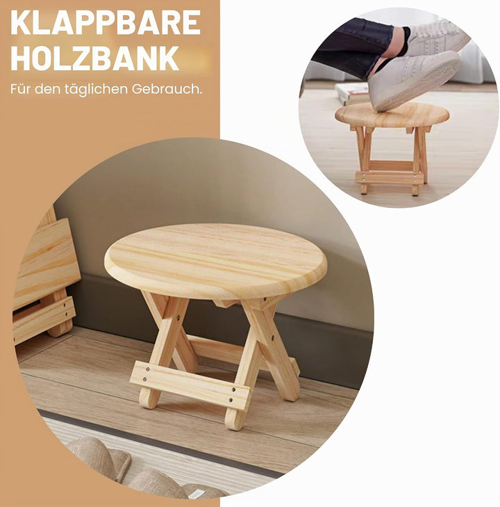 Mini-Hocker, runder Holzsitz, zusammenklappbar, Reisesitz, Kindertreppe, tragbare Fussstütze für Hau