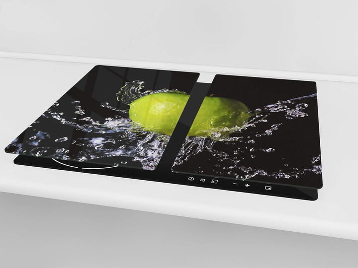 Küchenbrett aus Hartglas und Induktionskochplattenabdeckung – Schneideplatten SINGLE mit 60 x 52 cm
