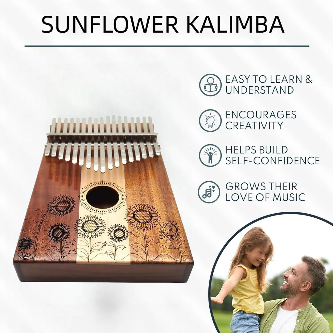 Kalimba 17 Schlüssel, Holz Fingerklaviere，Sonnenblume Professionelle Daumenklavier Carlimba, Mbira I