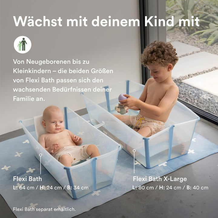Stokke Flexi Bath X-Large (Ocean Blue) mit Ständer für Neugeborene, langlebig &amp; einfach zu verstauen